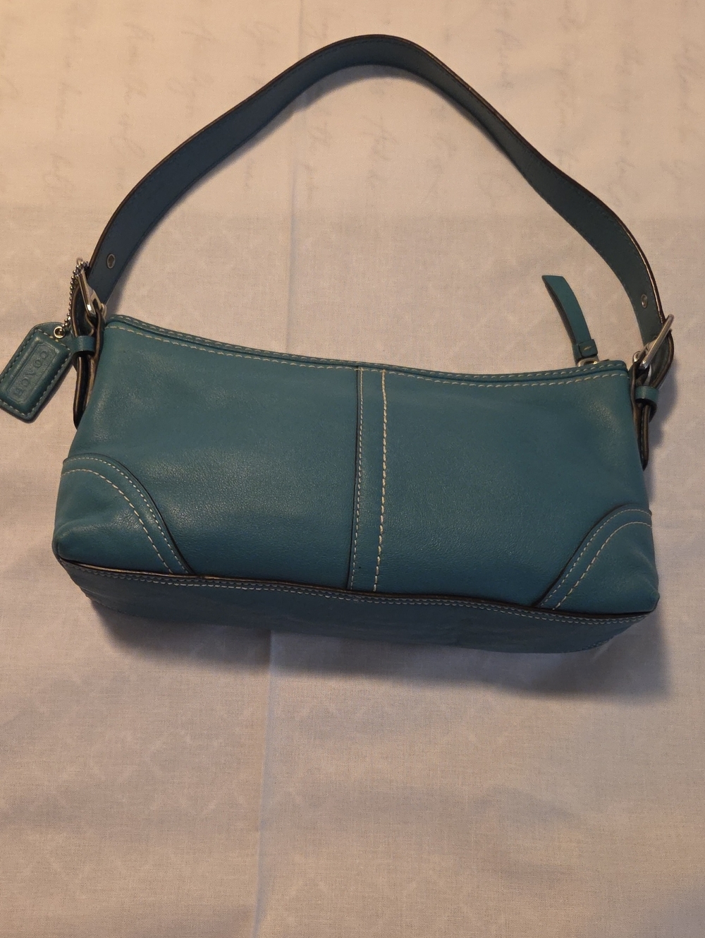 Vintage Coach Teal West Hampton Demi Leather Shoulder Bag